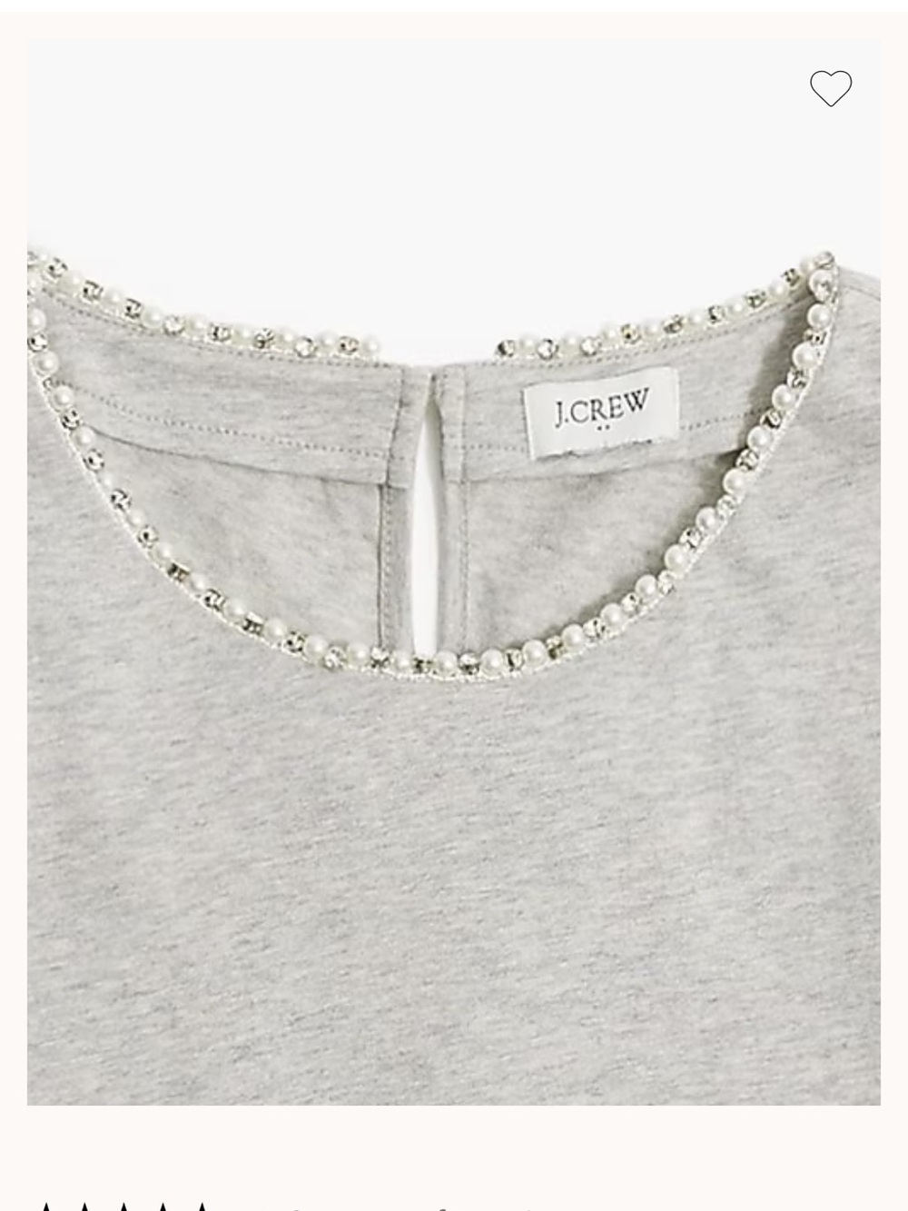 J. Crew Light Heather Gray Short Sleeve Top with Pearl Trim